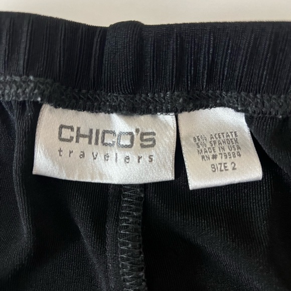 Chico’s Travelers Black Slinky Pull On Cropped Wide Leg Pants Size 2/Large - Picture 7 of 8